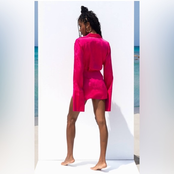 Rat & Boa Paloma Shirt Mini Dress - Fuchsia Pink - Size Small - Picture 2 of 9